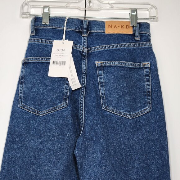 NA-KD Straight High Waist Jeans Women's Size 4 (EU34) Blue Denim - Picture 5 of 7
